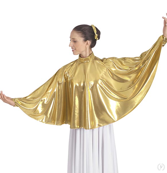 Eurotard 14739 Women's Guiding Light Metallic Mock Neck Praise Cape Gold